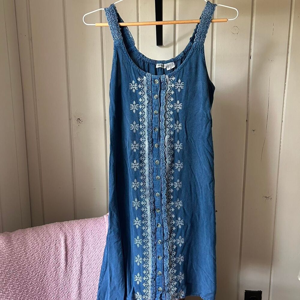 Vintage Western Denim Mini Dress - Size M